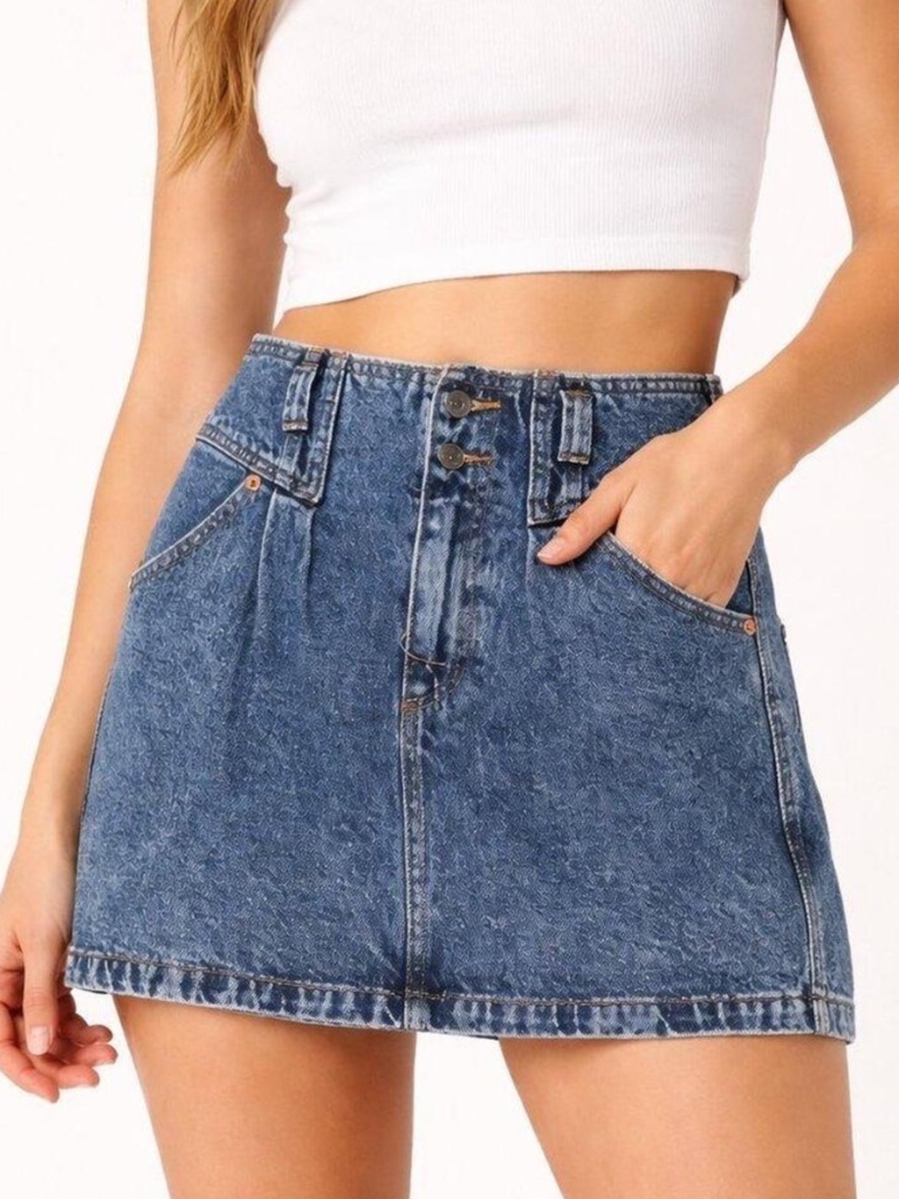 Abercrombie & Fitch Y2K Blue Denim Mini Skirt Natural Rise Size 27/4 Summer
